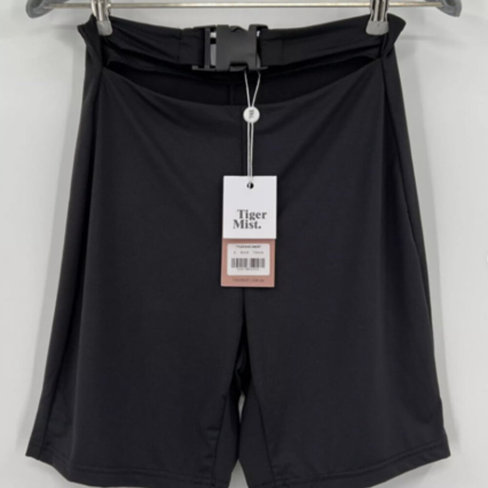 NWT [Tiger Mist] Tyler Black High Rise Buckled Fashion Bike Shorts Womens Sz XS - Picture 7 of 8